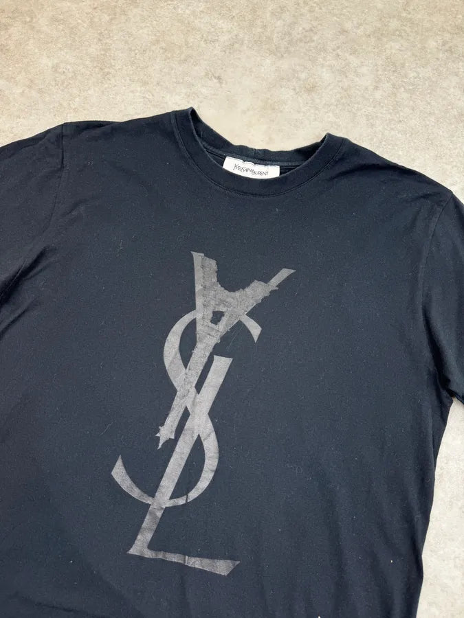 2000s Yves Saint Laurent Black Eiffel Tower Logo T-Shirt RNMGFOA 4