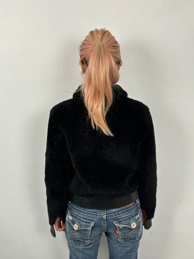 AW2016 Saint Laurent Sample Black Fake Fur Bomber Jacket mHYpxAP 2