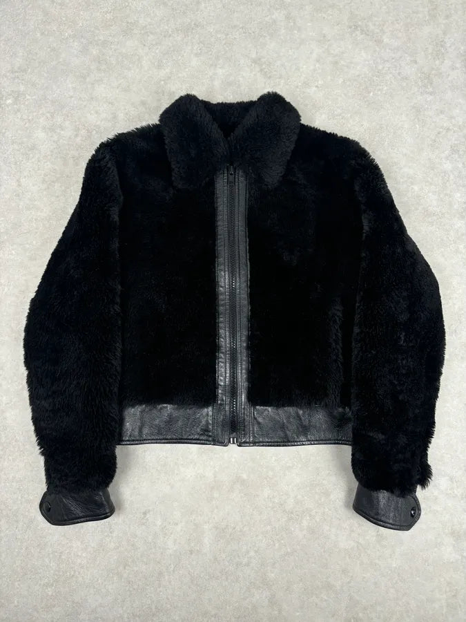 AW2016 Saint Laurent Sample Black Fake Fur Bomber Jacket mHYpxAP 0