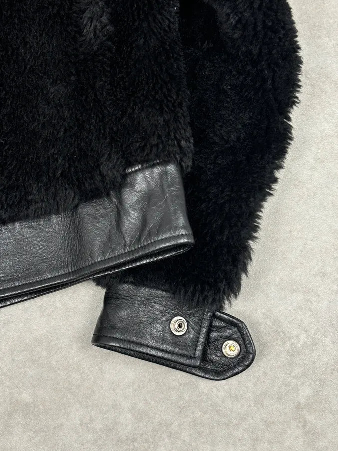 AW2016 Saint Laurent Sample Black Fake Fur Bomber Jacket mHYpxAP 7