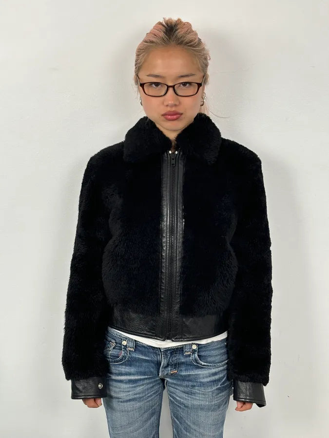 AW2016 Saint Laurent Sample Black Fake Fur Bomber Jacket mHYpxAP 1