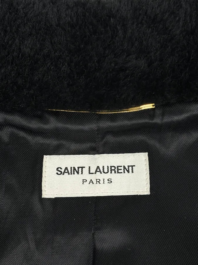 AW2016 Saint Laurent Sample Black Fake Fur Bomber Jacket mHYpxAP 8
