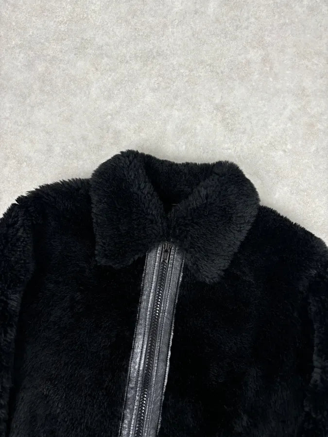 AW2016 Saint Laurent Sample Black Fake Fur Bomber Jacket mHYpxAP 3