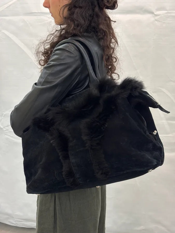 2000s Yves Saint Laurent Black Fur Easy Handle Bag CZVVZDi 2