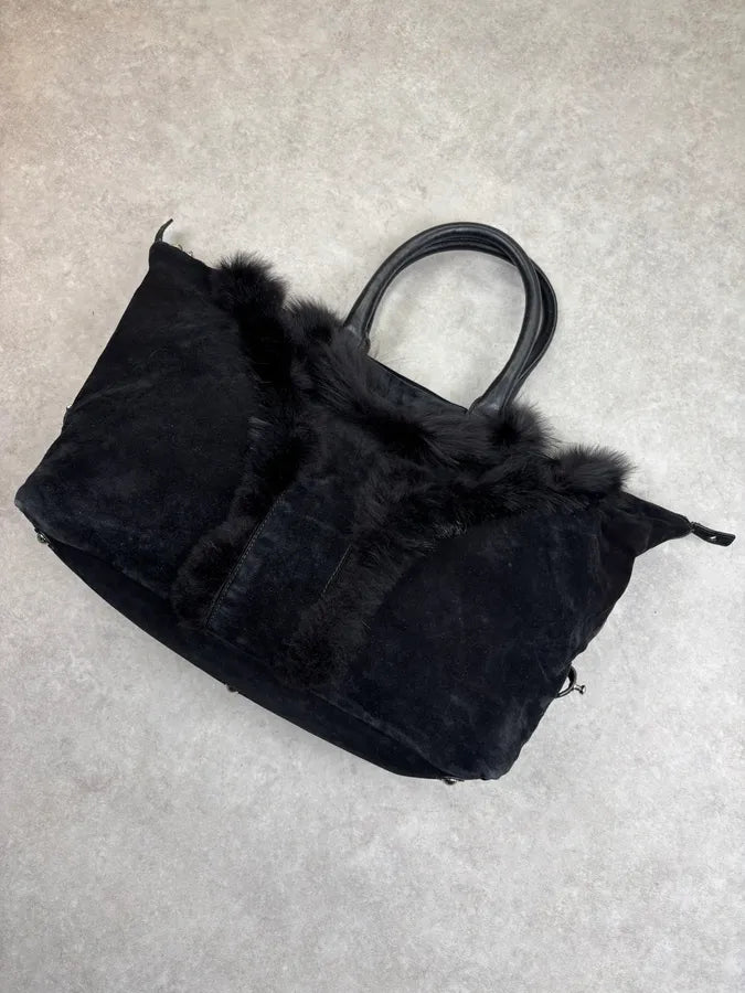2000s Yves Saint Laurent Black Fur Easy Handle Bag CZVVZDi 13