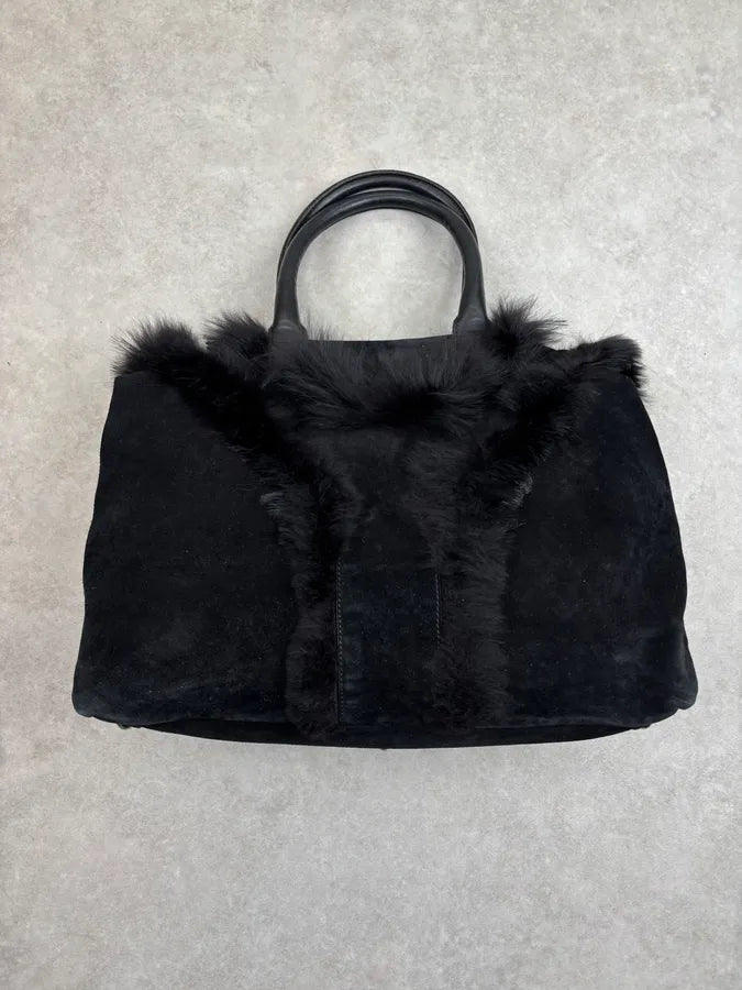 2000s Yves Saint Laurent Black Fur Easy Handle Bag CZVVZDi 7