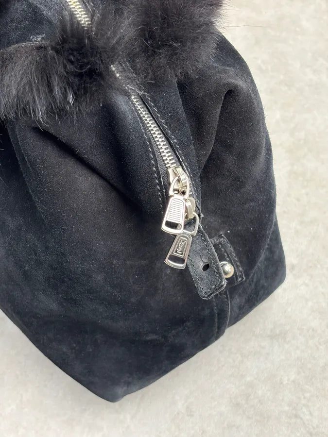 2000s Yves Saint Laurent Black Fur Easy Handle Bag CZVVZDi 15
