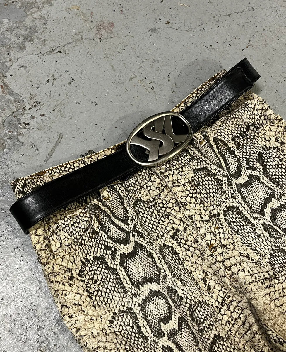 Yves Saint Laurent Black Leather Belt YSL Grey Buckle MiiUkVS 0