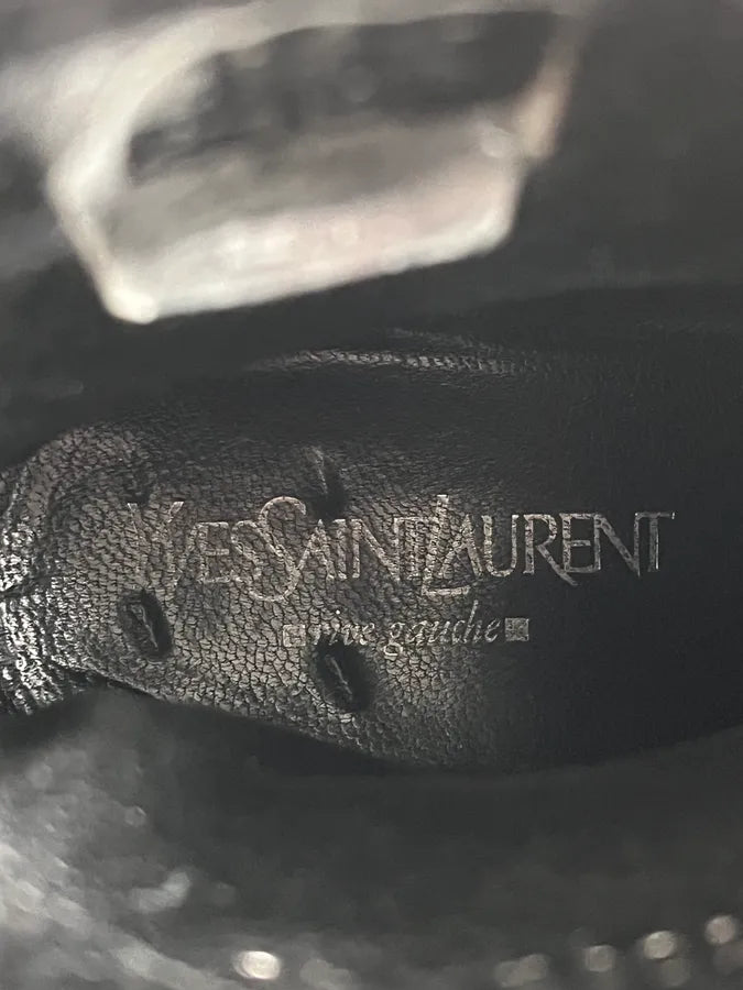 AW2005 Yves Saint Laurent Black Leather Buckle Strap Boots yIenPPJ 10