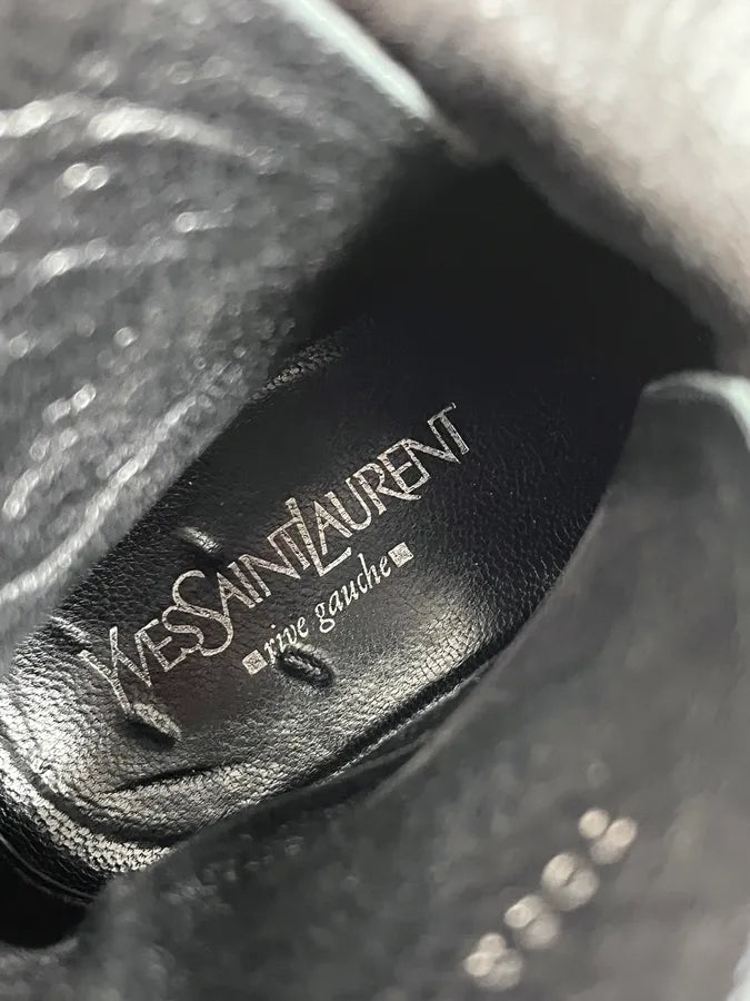 AW2005 Yves Saint Laurent Black Leather Buckle Strap Boots yIenPPJ 7