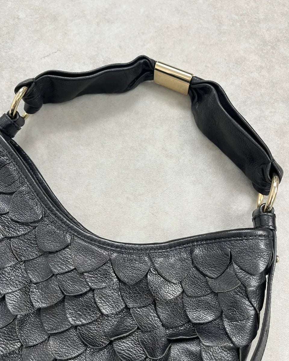 Yves Saint Laurent Black Leather Fishscale Hobo Shoulder Bag rxnaBmG 3