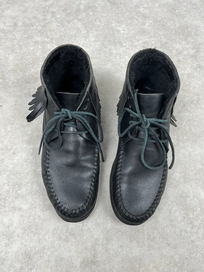 Yves Saint Laurent Black Leather Fringed Boots qYvyEZa 3