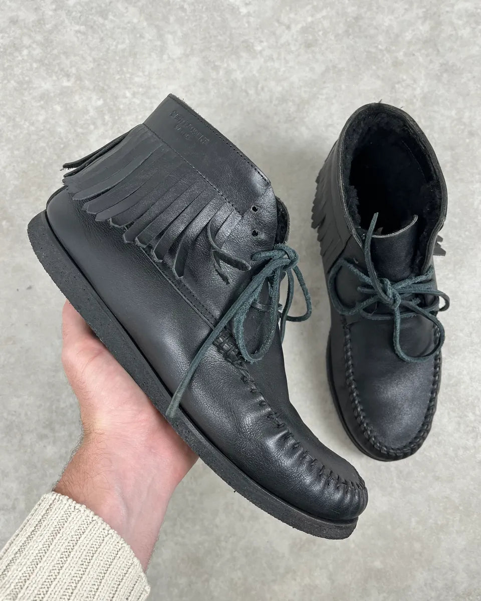Yves Saint Laurent Black Leather Fringed Boots qYvyEZa 0