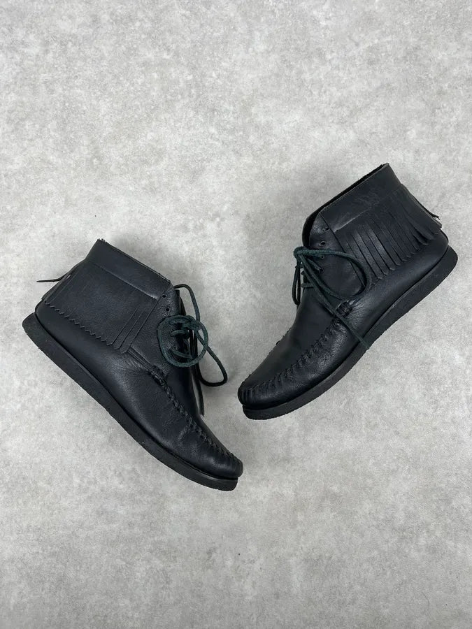 Yves Saint Laurent Black Leather Fringed Boots qYvyEZa 4