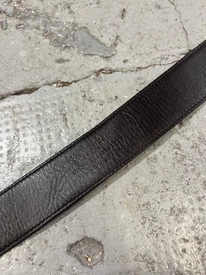 Yves Saint Laurent Black Leather Gold Buckle Belt pNBkUeK 6