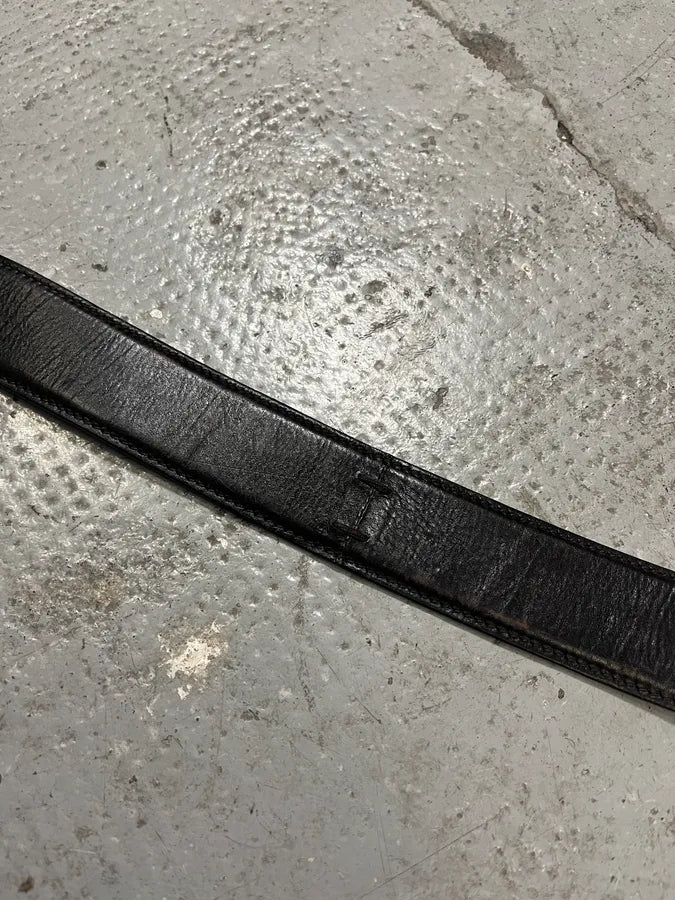 Yves Saint Laurent Black Leather Gold Buckle Belt pNBkUeK 7