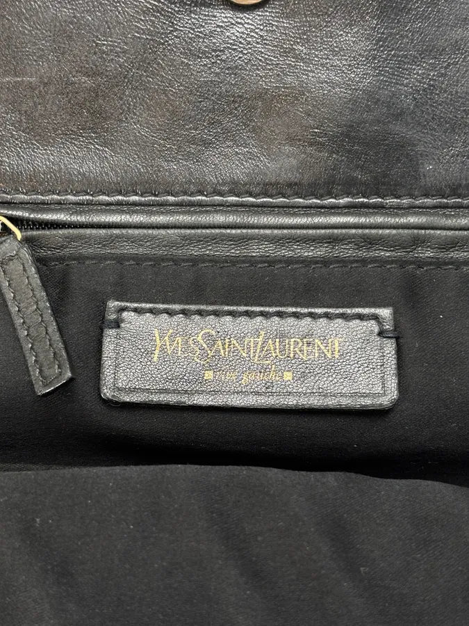 Yves Saint Laurent Black Leather Crocodile Effect Handle Bag VvxfPhD 15