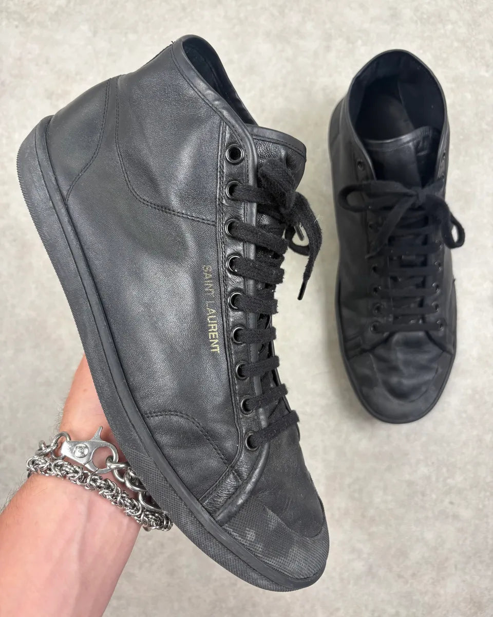 2010s Saint Laurent Black Leather High Sneakers LtxCYrY 0