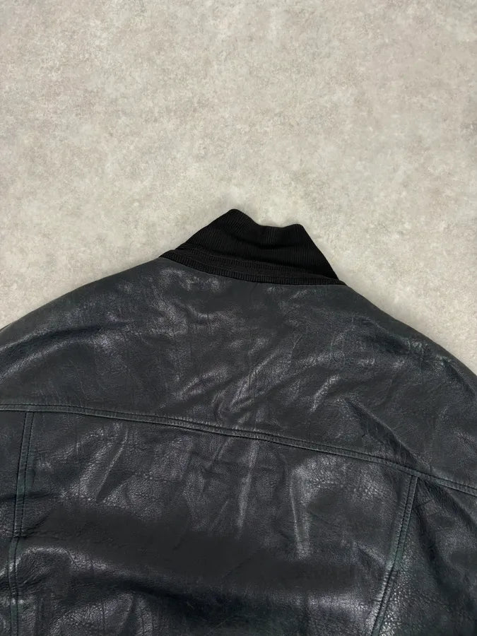 2000s Yves Saint Laurent Black Leather Logo Bomber Jacket eAXWBEL 5
