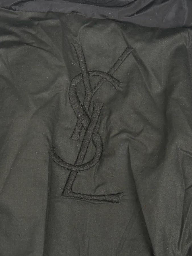 2000s Yves Saint Laurent Black Leather Logo Bomber Jacket eAXWBEL 8