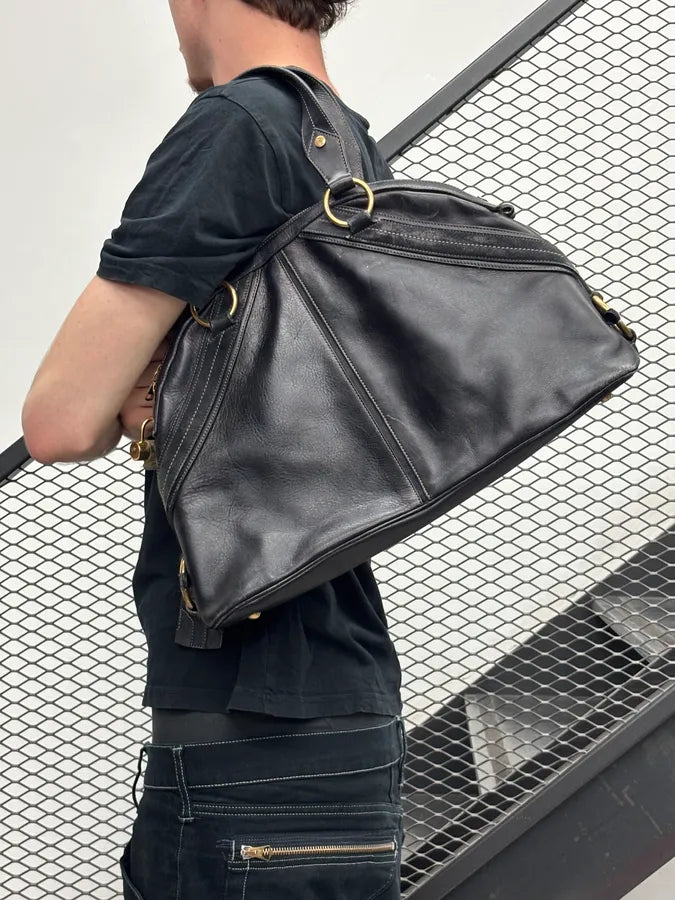 AW2010 Yves Saint Laurent Black Leather Handle Bag YeGCoWU 1