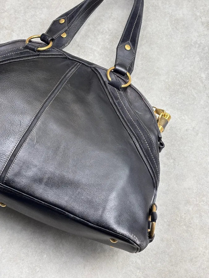 AW2010 Yves Saint Laurent Black Leather Handle Bag YeGCoWU 12