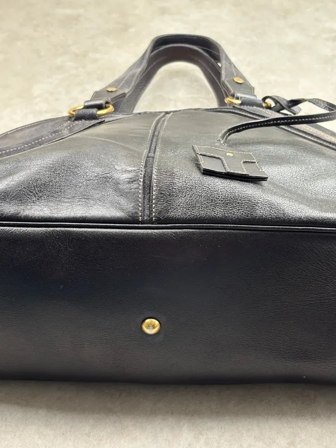 AW2010 Yves Saint Laurent Black Leather Handle Bag YeGCoWU 10