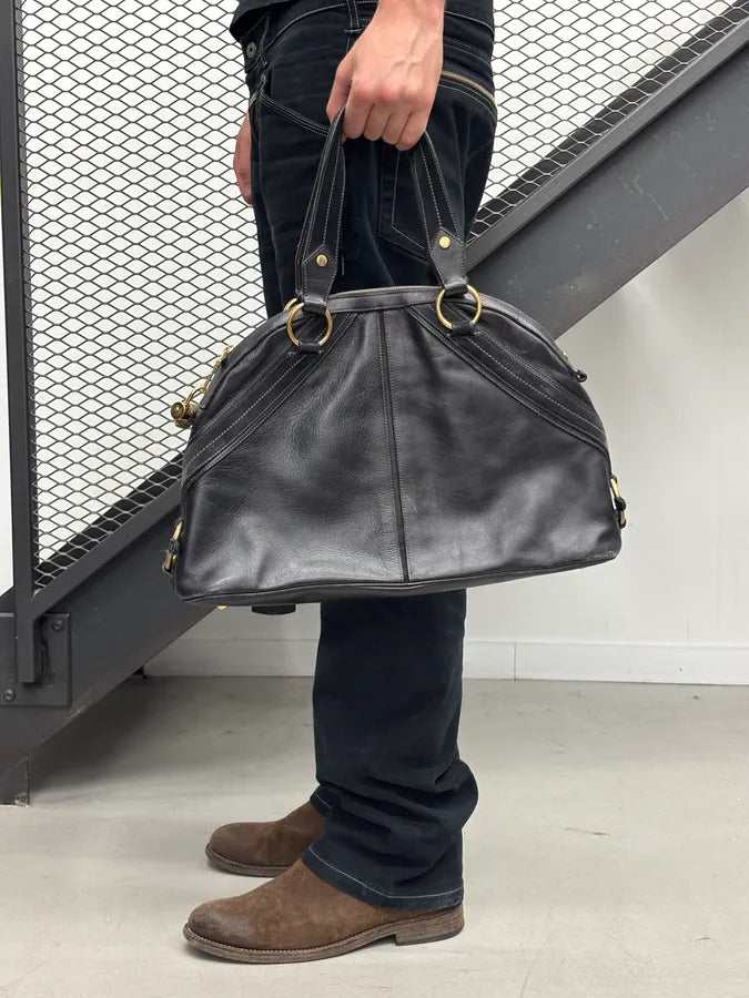 AW2010 Yves Saint Laurent Black Leather Handle Bag YeGCoWU 2