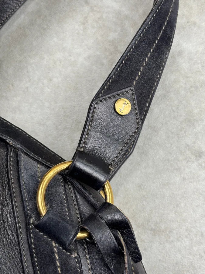 AW2010 Yves Saint Laurent Black Leather Handle Bag YeGCoWU 11