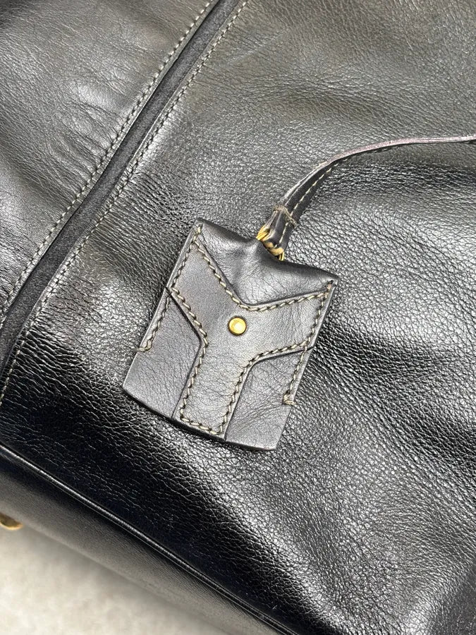 AW2010 Yves Saint Laurent Black Leather Handle Bag YeGCoWU 9