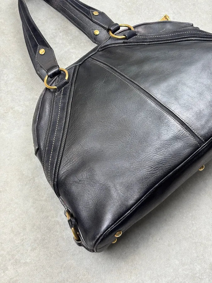 AW2010 Yves Saint Laurent Black Leather Handle Bag YeGCoWU 13