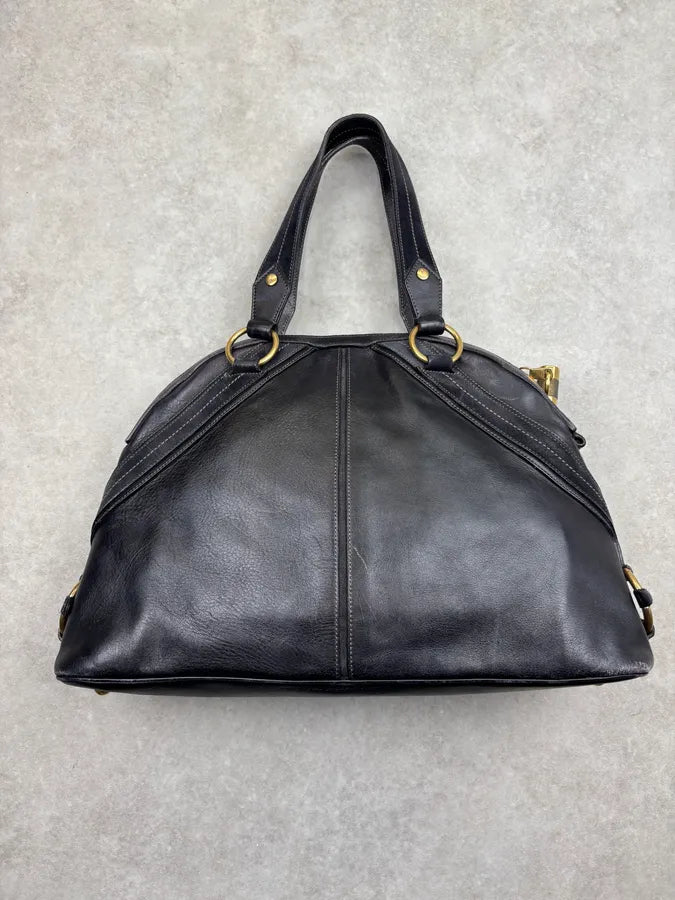 AW2010 Yves Saint Laurent Black Leather Handle Bag YeGCoWU 4