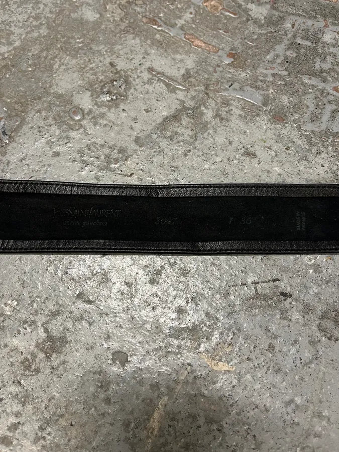 Yves Saint Laurent Black Leather Premium Buckle Belt OdEGtgo 7