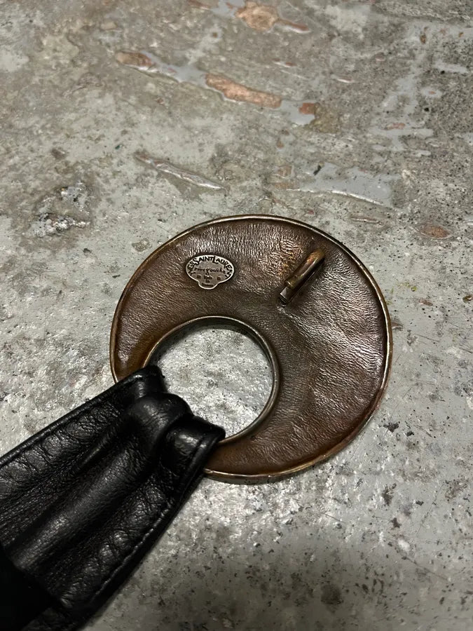 Yves Saint Laurent Black Leather Premium Buckle Belt OdEGtgo 5