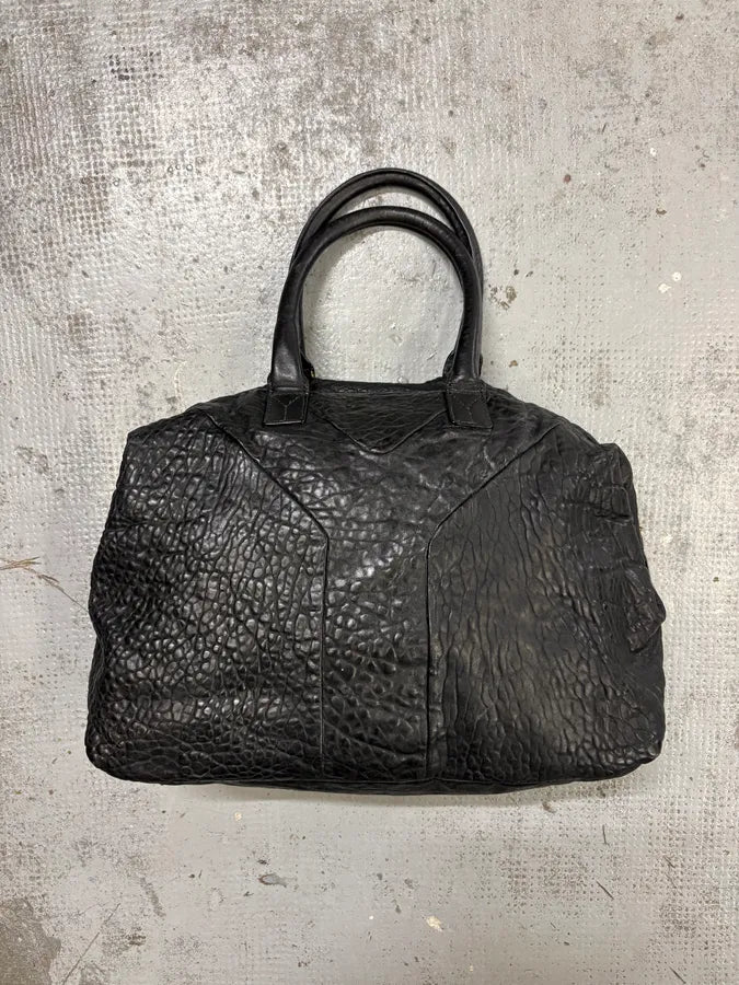 AW2008 Yves Saint Laurent Easy Black Grained Leather Handle Bag LwasJvU 0