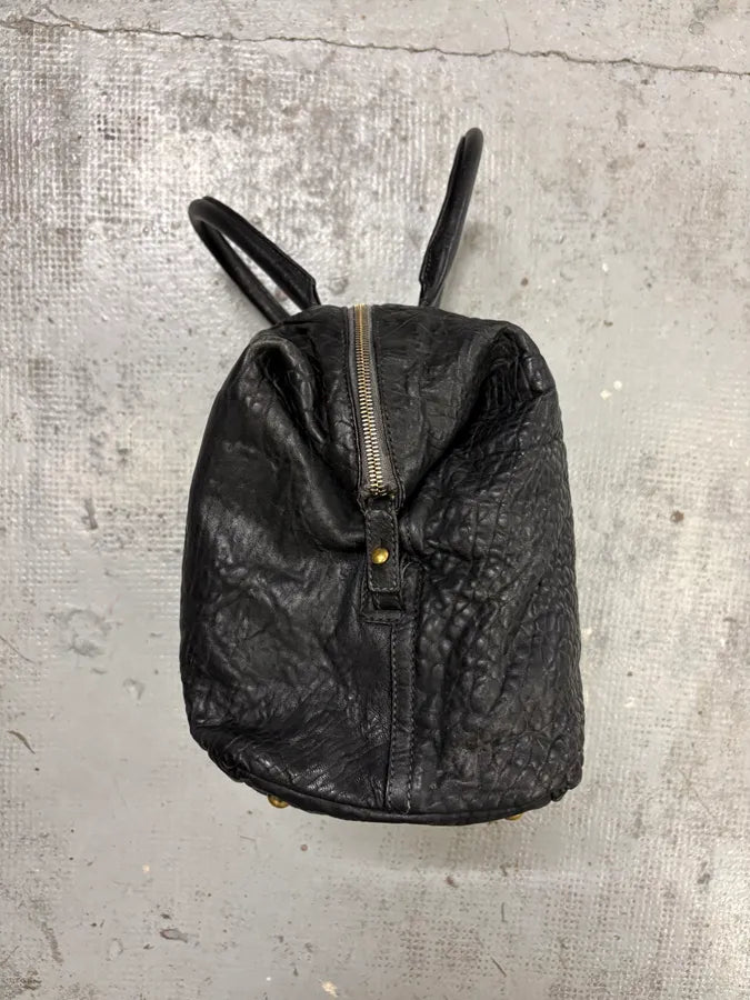 AW2008 Yves Saint Laurent Easy Black Grained Leather Handle Bag LwasJvU 5