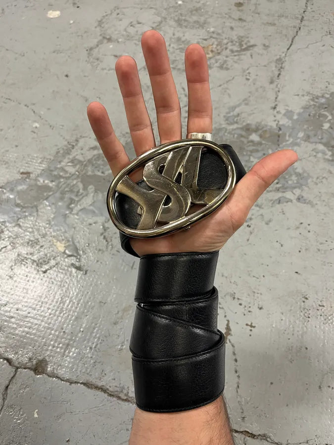 Yves Saint Laurent Black Leather Signature Belt aUQSImt 0