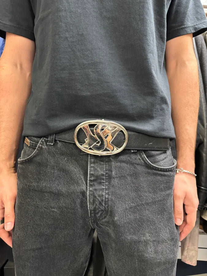 Yves Saint Laurent Black Leather Signature Belt aUQSImt 1