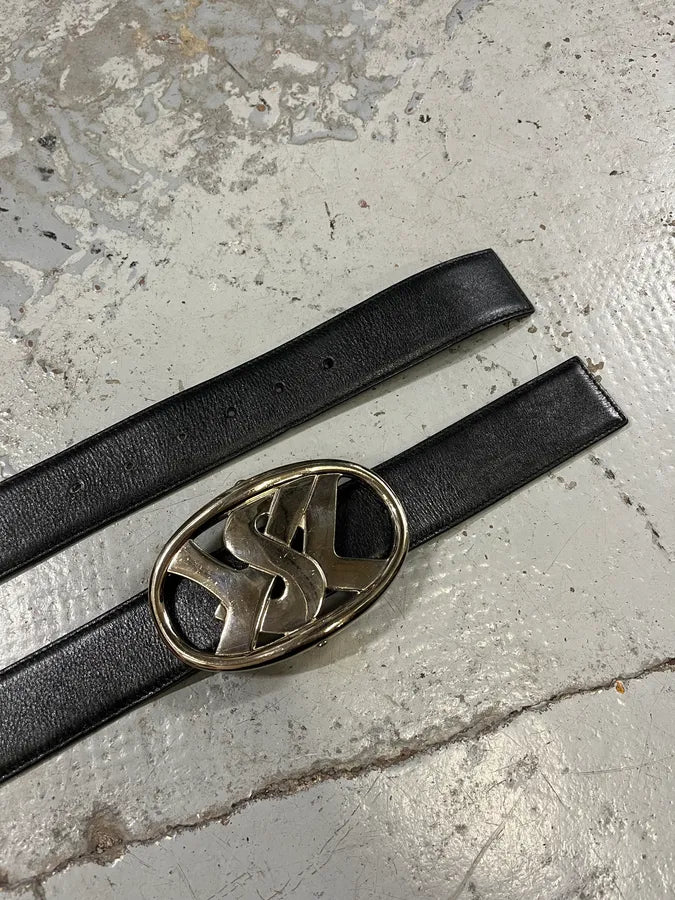 Yves Saint Laurent Black Leather Signature Belt aUQSImt 3