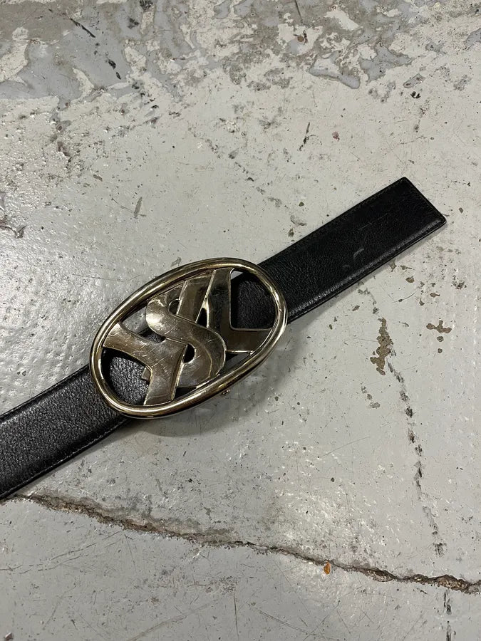 Yves Saint Laurent Black Leather Signature Belt aUQSImt 4
