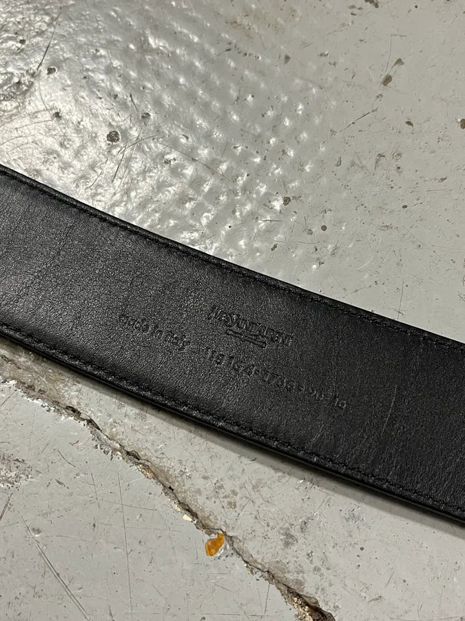 Yves Saint Laurent Black Leather Signature Belt aUQSImt 7