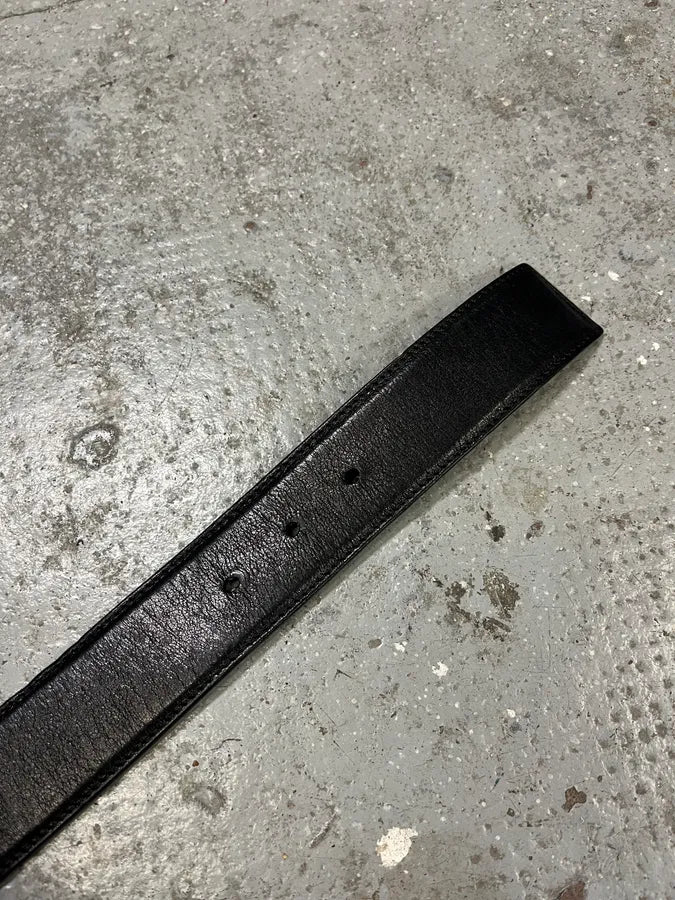 Yves Saint Laurent Black Leather Silver Buckle Belt (OS) GHEGMQs 5