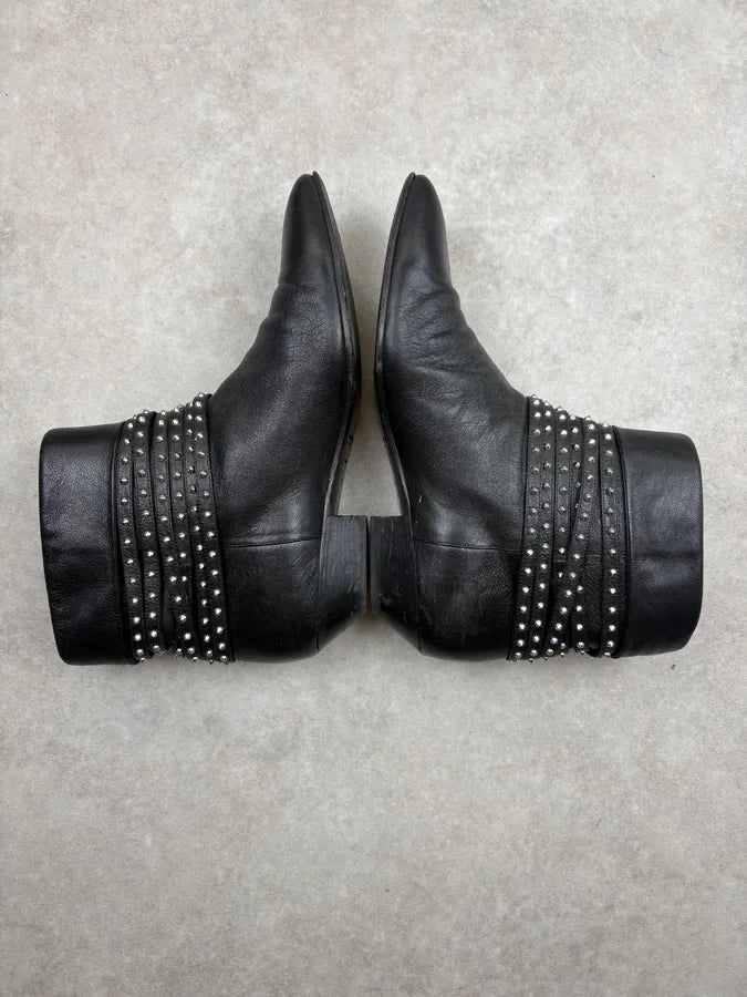 2010s Saint Laurent Black Leather Studded Boots qhIEbpj 4