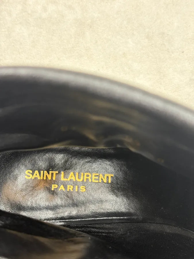 2010s Saint Laurent Black Leather Studded Boots qhIEbpj 7