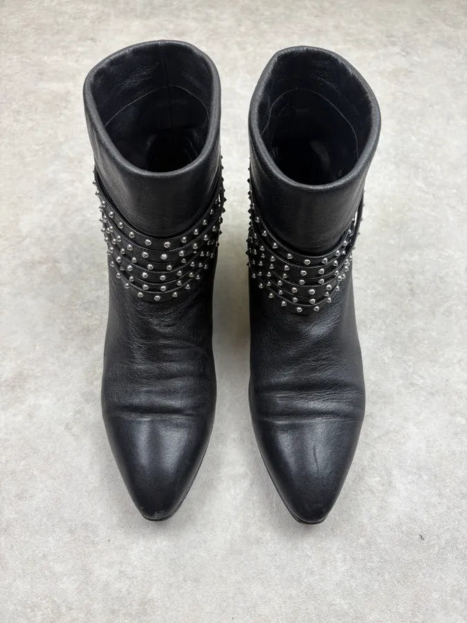 2010s Saint Laurent Black Leather Studded Boots qhIEbpj 1