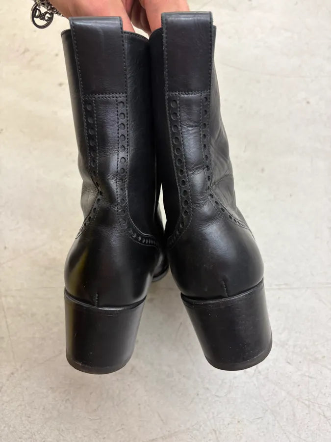Yves Saint Laurent Black Leather Studded Boots NbvaCIG 7