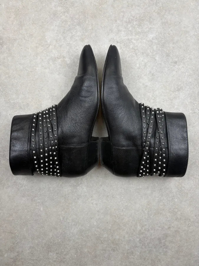 2010s Saint Laurent Black Leather Studded Boots qhIEbpj 5