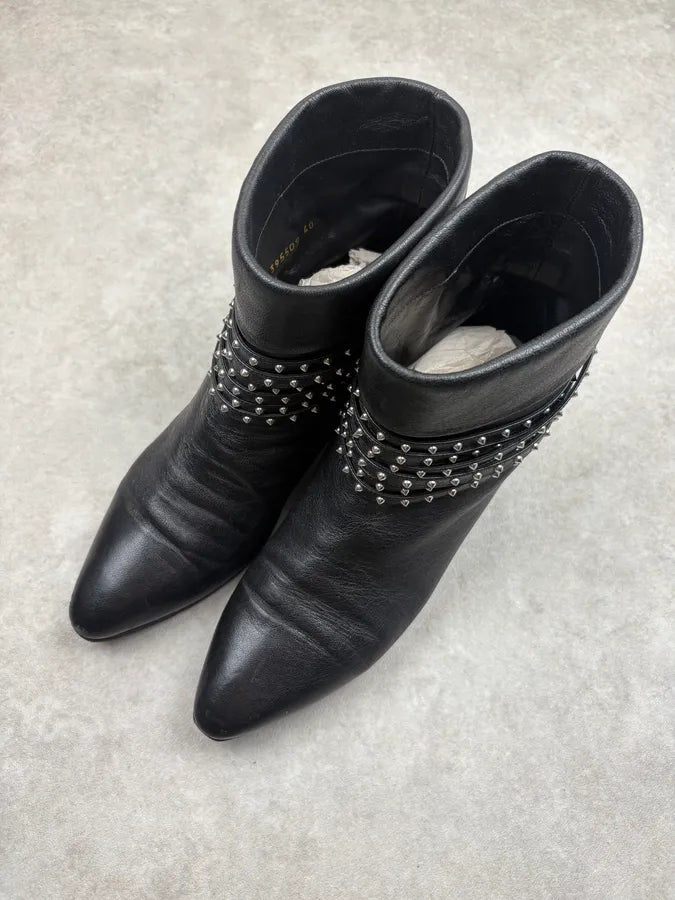 2010s Saint Laurent Black Leather Studded Boots qhIEbpj 2