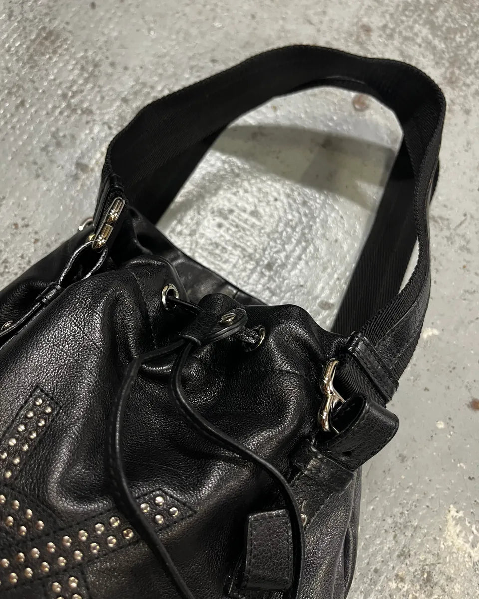 Yves Saint Laurent Black Leather Studded Logo Handle Bag WQleIHI 4