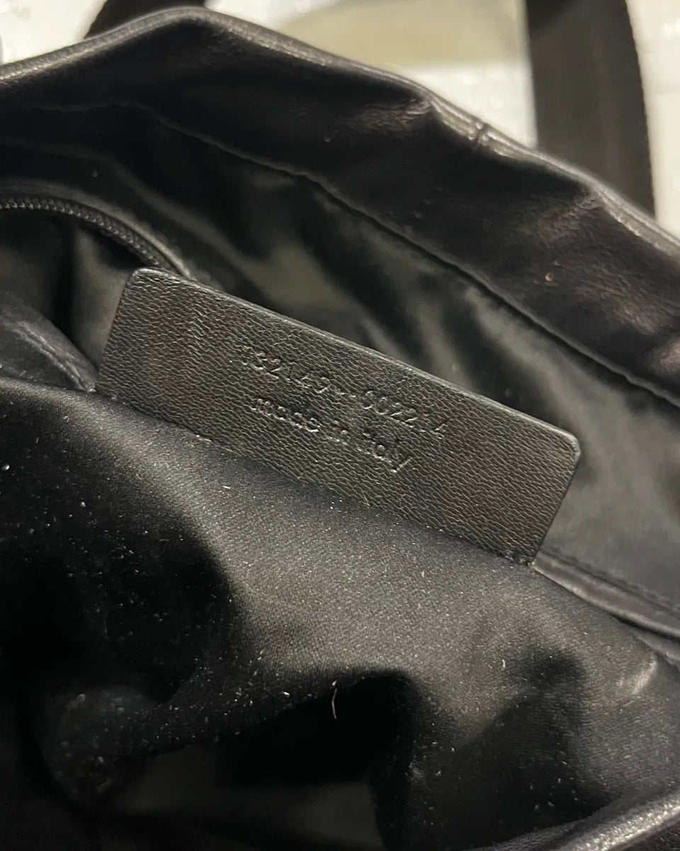 Yves Saint Laurent Black Leather Studded Logo Handle Bag WQleIHI 9